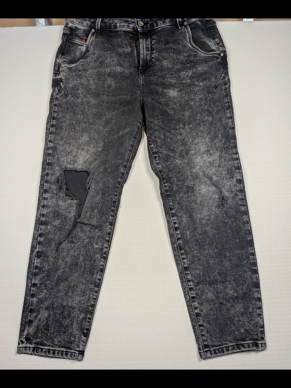 Diesel Washed Black Gray Distressed Boyfriend Jeans